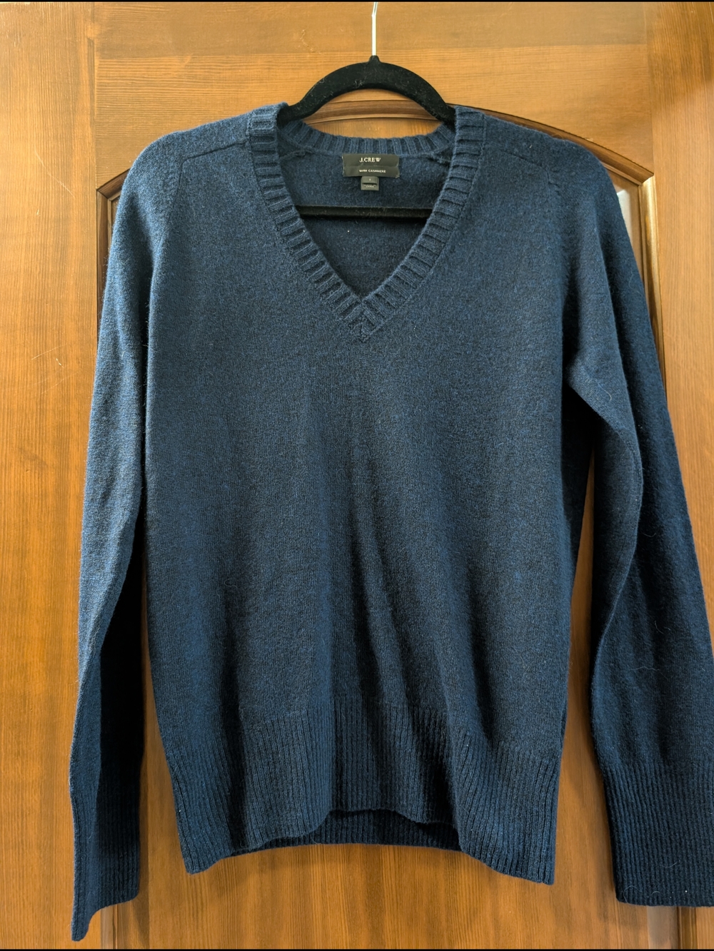 J. Crew Women's Cashmere Dark Navy V-Neck Sweater